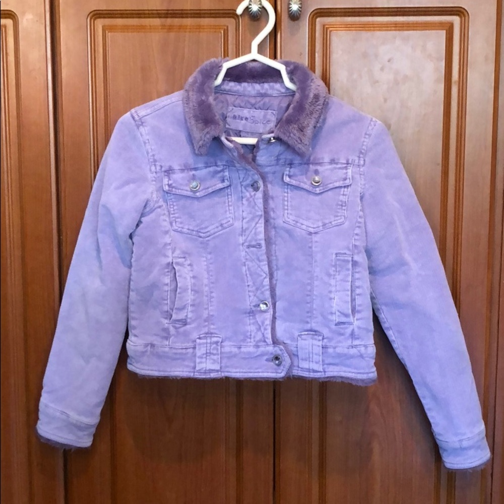 Blue Spice purple corduroy girls winter jacket-XL